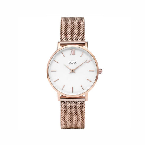Buy Cluse Minuit Mesh White, Rose Gold Colour watch online - Salmons Gifts, Ballinasloe, Galway, Ireland